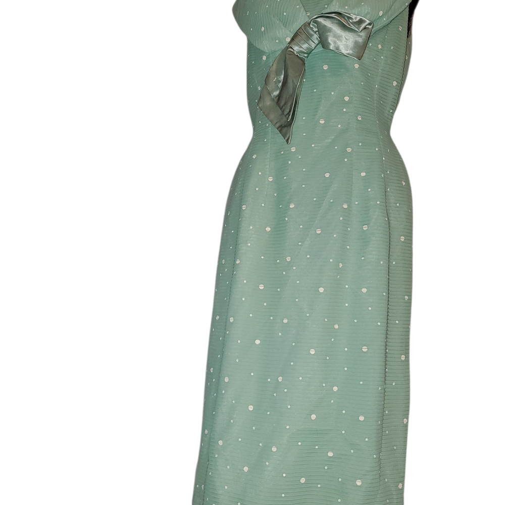 Chic Seafoam Green vintage size 18 Polka Dot Midi Dress - Picture 11 of 12